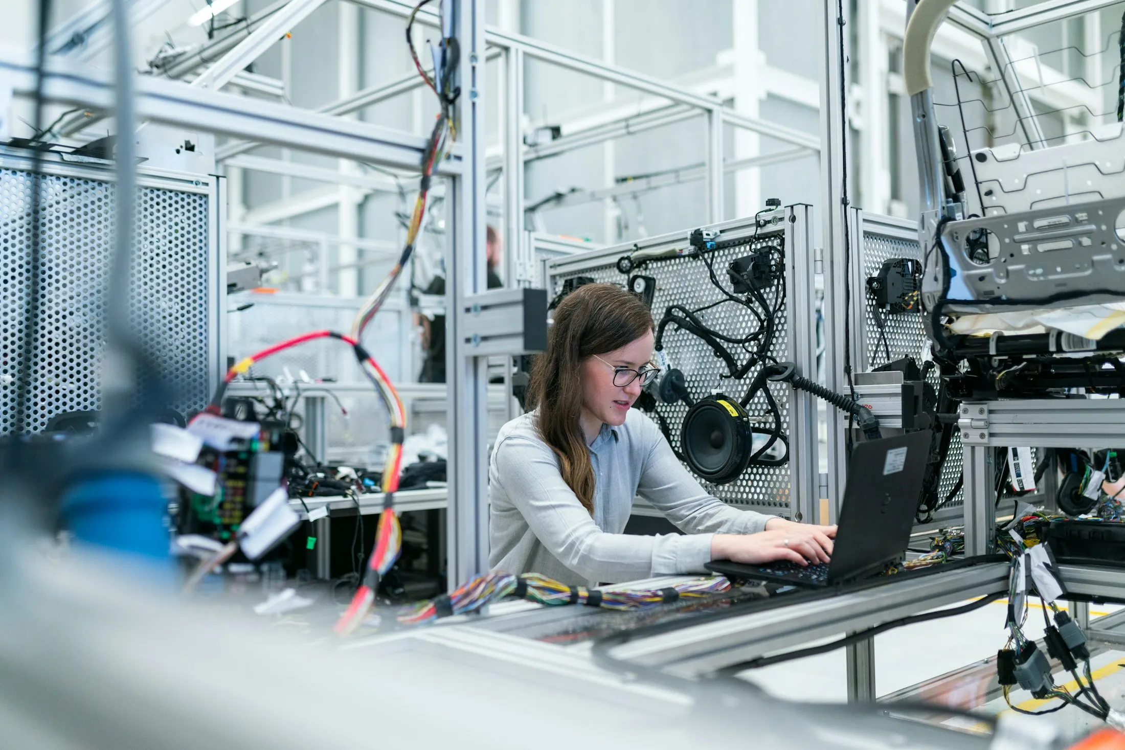 Engineer at an electrochemical test rig